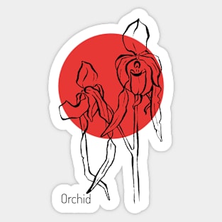 Orchid on red circle Sticker